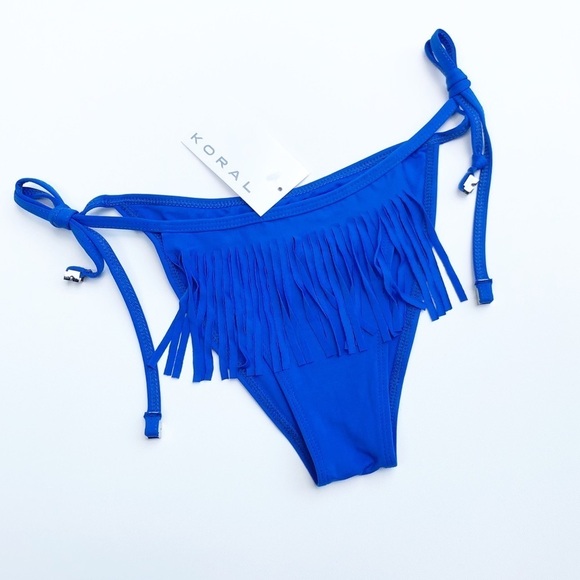 KORAL Blue fringed front bikini bottom - Picture 1 of 13